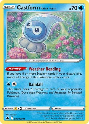 Castform Rainy Form (033/198) Reverse Holofoil [Chilling Reign] - Common
