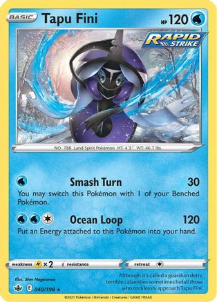 Tapu Fini (040/198) Reverse Holofoil [Chilling Reign] - Holo Rare