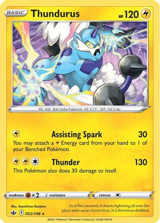 Thundurus (052/198) Reverse Holofoil [Chilling Reign] - Holo Rare