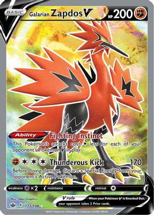 Galarian Zapdos V (Full Art) (173/198) Holofoil [Chilling Reign] - Ultra Rare