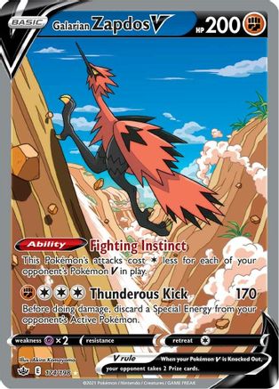 Galarian Zapdos V (Alternate Full Art) (174/198) Holofoil [Chilling Reign] - Ultra Rare