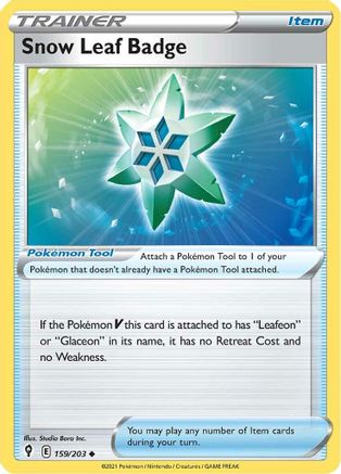 Snow Leaf Badge (159/203) Reverse Holofoil [Evolving Skies] - Uncommon