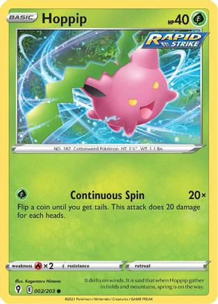 Hoppip (002/203) Reverse Holofoil [Evolving Skies] - Common