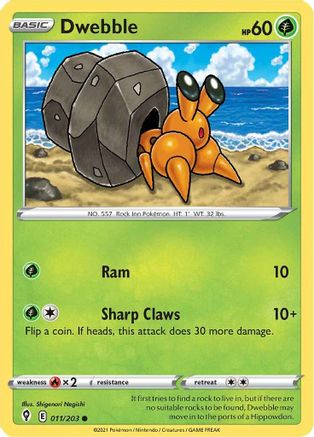 Dwebble (011/203) Reverse Holofoil [Evolving Skies] - Common