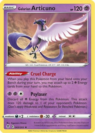 Galarian Articuno (063/203) Holofoil [Evolving Skies] - Holo Rare