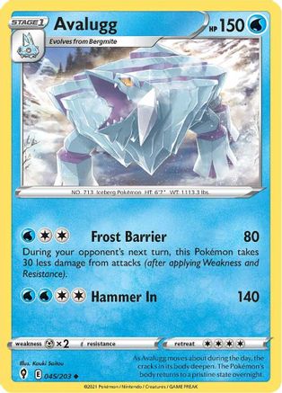 Avalugg (045/203) Reverse Holofoil [Evolving Skies] - Uncommon