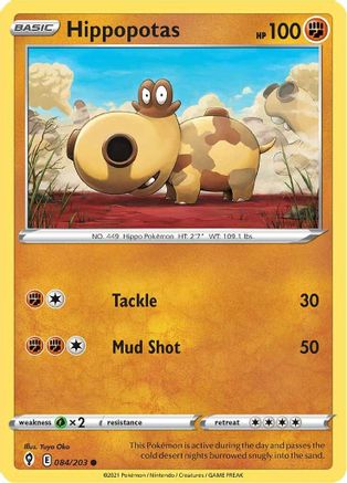 Hippopotas (084/203) Reverse Holofoil [Evolving Skies] - Common