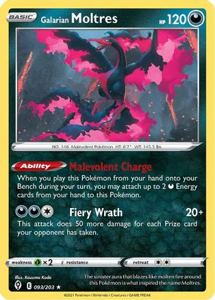 Galarian Moltres (093/203) Reverse Holofoil [Evolving Skies] - Holo Rare