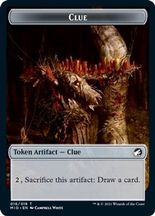 Clue // Beast Double-Sided Token (MID-16 // 8) - Innistrad: Midnight Hunt Foil