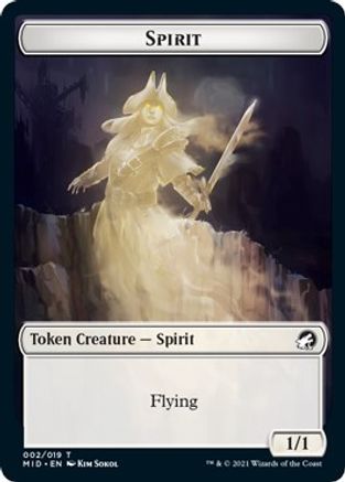 Spirit // Bird Double-Sided Token (MID-2 // 3) - Innistrad: Midnight Hunt Foil