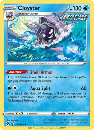 Cloyster (051/264) Reverse Holofoil [Fusion Strike] - Rare