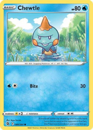 Chewtle (080/264) Reverse Holofoil [Fusion Strike] - Common