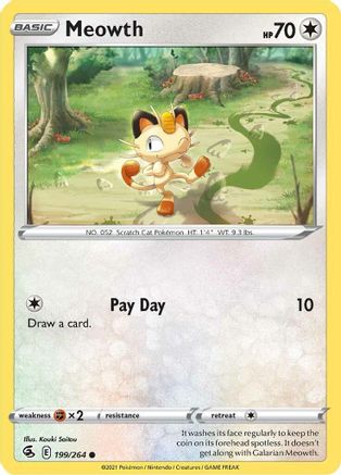 Meowth (199/264) Reverse Holofoil [Fusion Strike] - Common