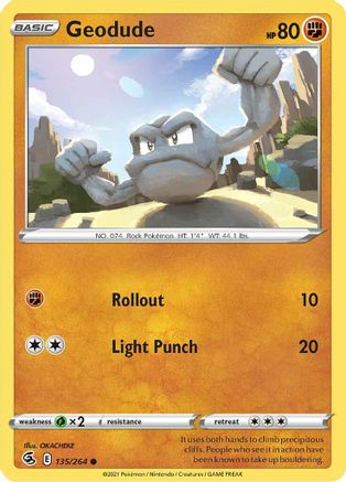 Geodude (135/264) Reverse Holofoil [Fusion Strike] - Common