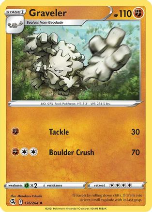 Graveler (136/264) Reverse Holofoil [Fusion Strike] - Uncommon