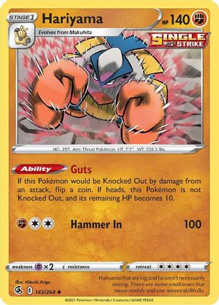 Hariyama (143/264) Reverse Holofoil [Fusion Strike] - Uncommon
