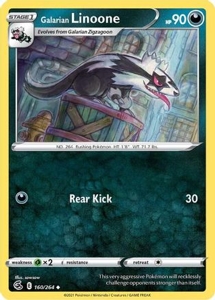 Galarian Linoone (160/264) Reverse Holofoil [Fusion Strike] - Uncommon