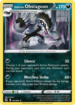 Galarian Obstagoon (161/264) Reverse Holofoil [Fusion Strike] - Holo Rare
