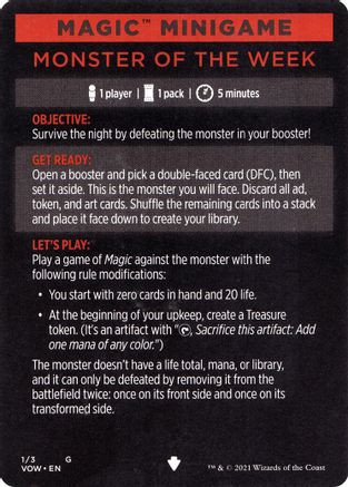 Magic Minigame: Monster of The Week (VOW-001) - Innistrad: Crimson Vow