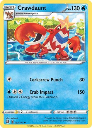 Crawdaunt (033/172) Reverse Holofoil [Brilliant Stars] - Uncommon