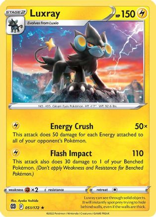 Luxray (051/172) Reverse Holofoil [Brilliant Stars] - Rare