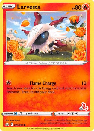 Larvesta (#36 Cinderace Stamped) (23/198) [Battle Academy 2022] - Promo