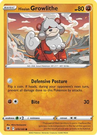 Hisuian Growlithe (070/189) [Astral Radiance] - Common