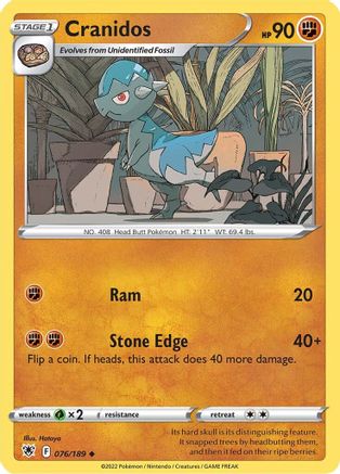 Cranidos (076/189) Reverse Holofoil [Astral Radiance] - Uncommon