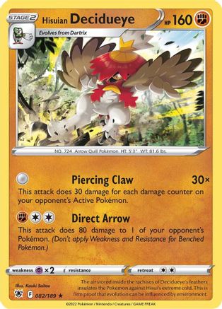 Hisuian Decidueye (082/189) Holofoil [Astral Radiance] - Holo Rare