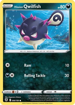 Hisuian Qwilfish (088/189) Reverse Holofoil [Astral Radiance] - Common