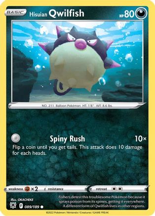 Hisuian Qwilfish (089/189) Reverse Holofoil [Astral Radiance] - Common