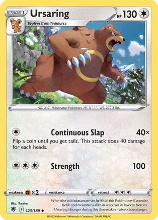 Ursaring (123/189) Reverse Holofoil [Astral Radiance] - Uncommon