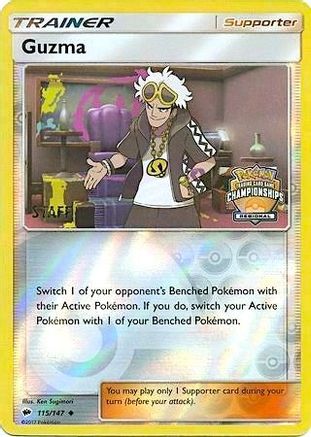 Guzma (Regional Championships) [Staff] (115/147) Reverse Holofoil [League & Championship Cards] - Promo