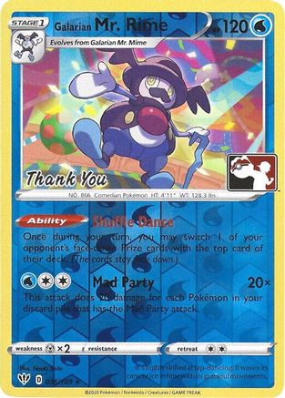 Galarian Mr. Rime (Pokemon League) [Thank You] (036/189) Reverse Holofoil [Miscellaneous Cards & Products] - Promo