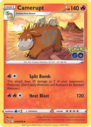 Camerupt (014/78) Reverse Holofoil [Pokemon GO] - Uncommon