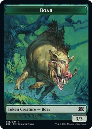 Boar // Aven Initiate Double-Sided Token (2X2-15 // 4) - Double Masters 2022 Foil
