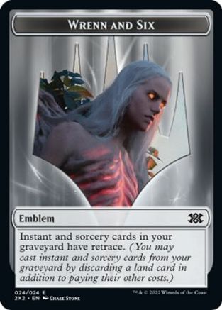 Emblem - Wrenn and Six // Monk Double-Sided Token (2X2-24 // 6) - Double Masters 2022 Foil