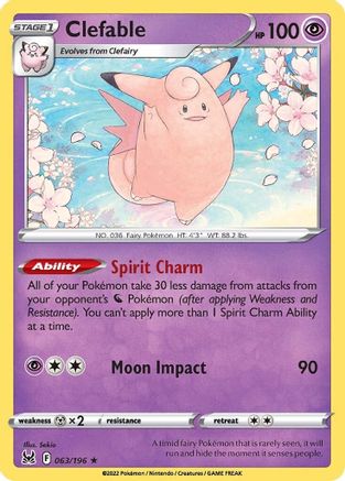 Clefable (063/196) Reverse Holofoil [Lost Origin] - Rare
