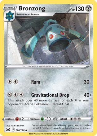 Bronzong (126/196) Reverse Holofoil [Lost Origin] - Uncommon
