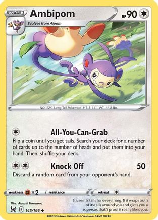 Ambipom (145/196) Reverse Holofoil [Lost Origin] - Uncommon