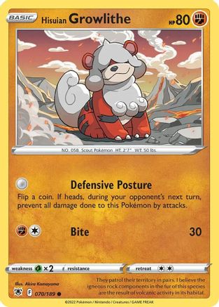 Hisuian Growlithe (Cosmos Holo) (070/189) Holofoil [Deck Exclusives] - Promo