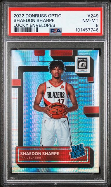 2022-23 Donruss Optic Lucky Envelopes #249 Shaedon Sharpe #7/8 PSA 8 (Rookie) | Eastridge Sports Cards