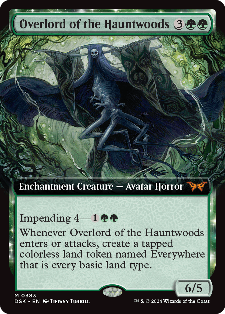 Overlord of the Hauntwoods (Extended Art) (DSK-383) - Duskmourn: House of Horror: (Extended Art, enchantment)