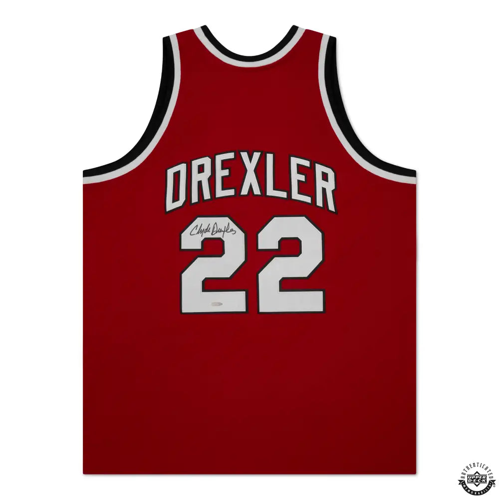 Clyde Drexler Autographed Portland Trail Blazers Mitchell & Ness Red Authentic Jersey (Upper Deck Authenticated)