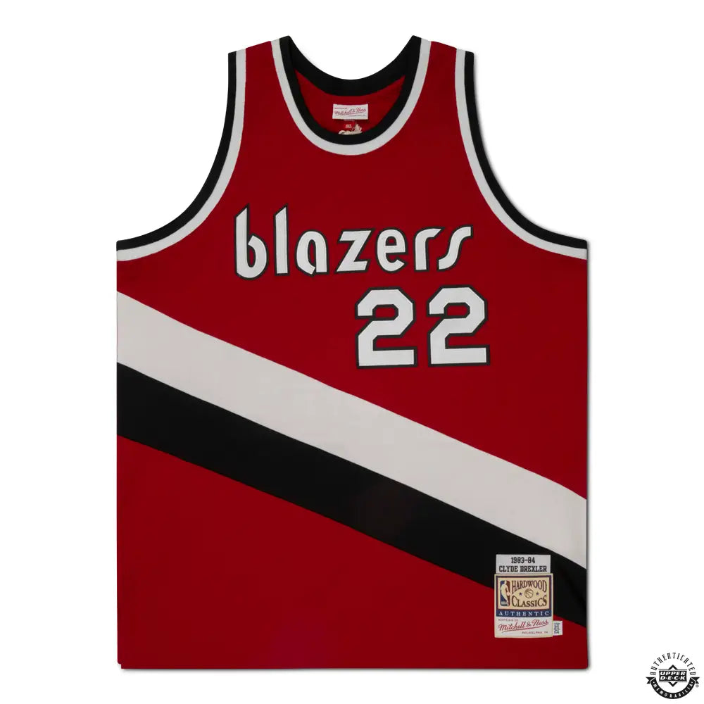Clyde Drexler Autographed Portland Trail Blazers Mitchell & Ness Red Authentic Jersey (Upper Deck Authenticated)