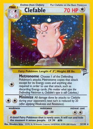Clefable (005/130) Holofoil [Base Set 2] - Holo Rare