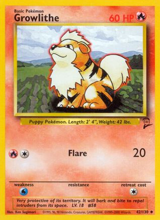 Growlithe (042/130) [Base Set 2] - Uncommon