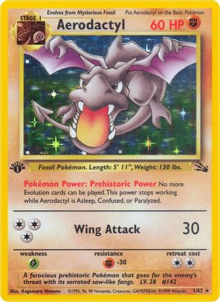 Aerodactyl (001/62) 1st Edition Holofoil [Fossil] - Holo Rare