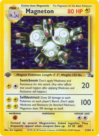Magneton (011/62) 1st Edition Holofoil [Fossil] - Holo Rare