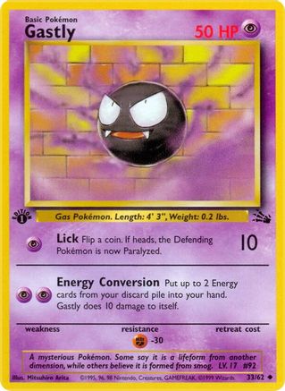 Gastly (033/62) 1st Edition [Fossil] - Uncommon